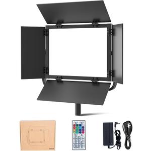REFLEX CAMERA RGB LED Video Light Panel 3200K–5600K Bi-Color Dimmable with App & Remote Control – Studio Light for Photography, YouTube, Filmmaking, Adjustable Hue Saturation Barn Doors