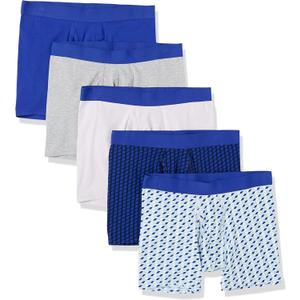 Amazon Essentials Men's Cotton Jersey Boxer Briefs (Medium, Royal Blue, Mixed Print)
