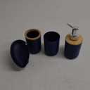 iMucci Bathroom Accessories Set 5Piece Navy Blue Bathroom Sets, Toothbrush Holder, Toothbrush Cup, Lotion Soap Dispenser, Soap Dish and Qtip Holder Bathroom Decor