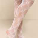 Elegant Moon Pattern Pantyhose for Women Tights Sheer Leggings White Size, M-L
