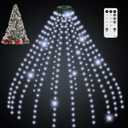 Christmas Tree Lights, 400 LED 8.2Ftx16 Line String Lights Plug in, Cascading Twinkle Lights for Xmas Tree with Timer Memory Function 8 Modes for Indoor Outdoor Wedding Party Decoration (White Light)