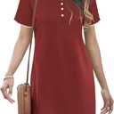 Ekouaer Sleep Shirts for women Nightgown Short Sleeve Night Shirts V Neck Casual Print Sleepwear Dress S-2XL (Medium, Burgundy Red)