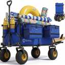 Sekey Heavy Duty Beach Wagon with 9" Big Sand-Proof Wheels, 300L Oversized Foldable Beach Cart with Cooler| Adjustable Handle & Balloon Tires for Sand, Camping,Vacation