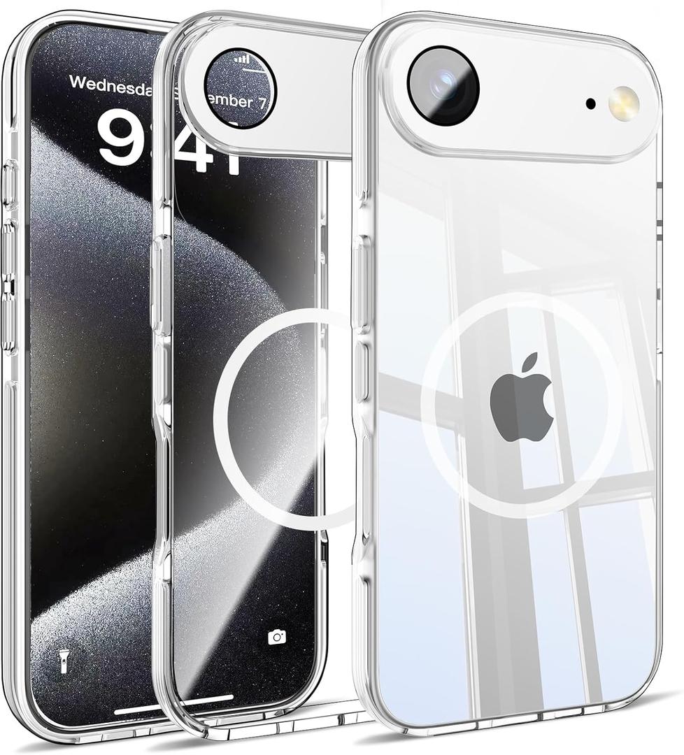 Misscase for iPhone 17 Air Magnetic Case,[Military Drop Protection] Clear Hard Plastics Cover, Camera Lens Protector,Compatible with MagSafe,Anti Yellowing Full Protection Cases-White