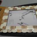 Handicrafts Home Handmade Scalloped Bone Inlay Brown White Picture Frame 5x7