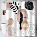BESBESME Boho Mid Century Shower Curtain Set, Waterproof Fabric for Bathtub Bathroom Decor Modern Machine Washable Weighted Hem Shower Curtain, Minimalist Abstract Polyester Curtain, Pink, 60"x72"