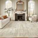 Soalmost Washable Area Rug 8x12, Large Soft Rugs for Living Room Vintage Beige Carpet 8x12 Area Rugs for Bedroom Dining Room Non-Slip Stain Resistant Under Table Rug