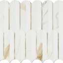 Vamos Tile Peel and Stick Backsplash Seamless Tile,10 Sheets Stick on Backsplash for Kitchen & Bathroom, Calacatta Gold+Matt Pure White Marble Look PVC+ Light Gold Self Adhesive Backsplash Tile