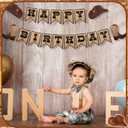 Oudain Western Birthday Cowboy Party Decoration, Happy Birthday Banner Double Layer Hat Boots Cowboy Hanging Swirls for First Party, Western Theme Decoration Supplies
