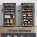 SONGMICS HOME Shoe Rack 10-Tier, Tall Narrow Metal Shoe Organizer with Dust Cover, 11.2 x 33.3 x 63.2 Inches, Vertical Storage Cabinet for Closet Entryway, Gray