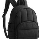 BAGSMART Mini Backpack for Women, Lightweight Puffer Small Backpack Purse, Quilted Casual Travel Daypack, Cute Water-Resistant Bookbag for Daily, Black