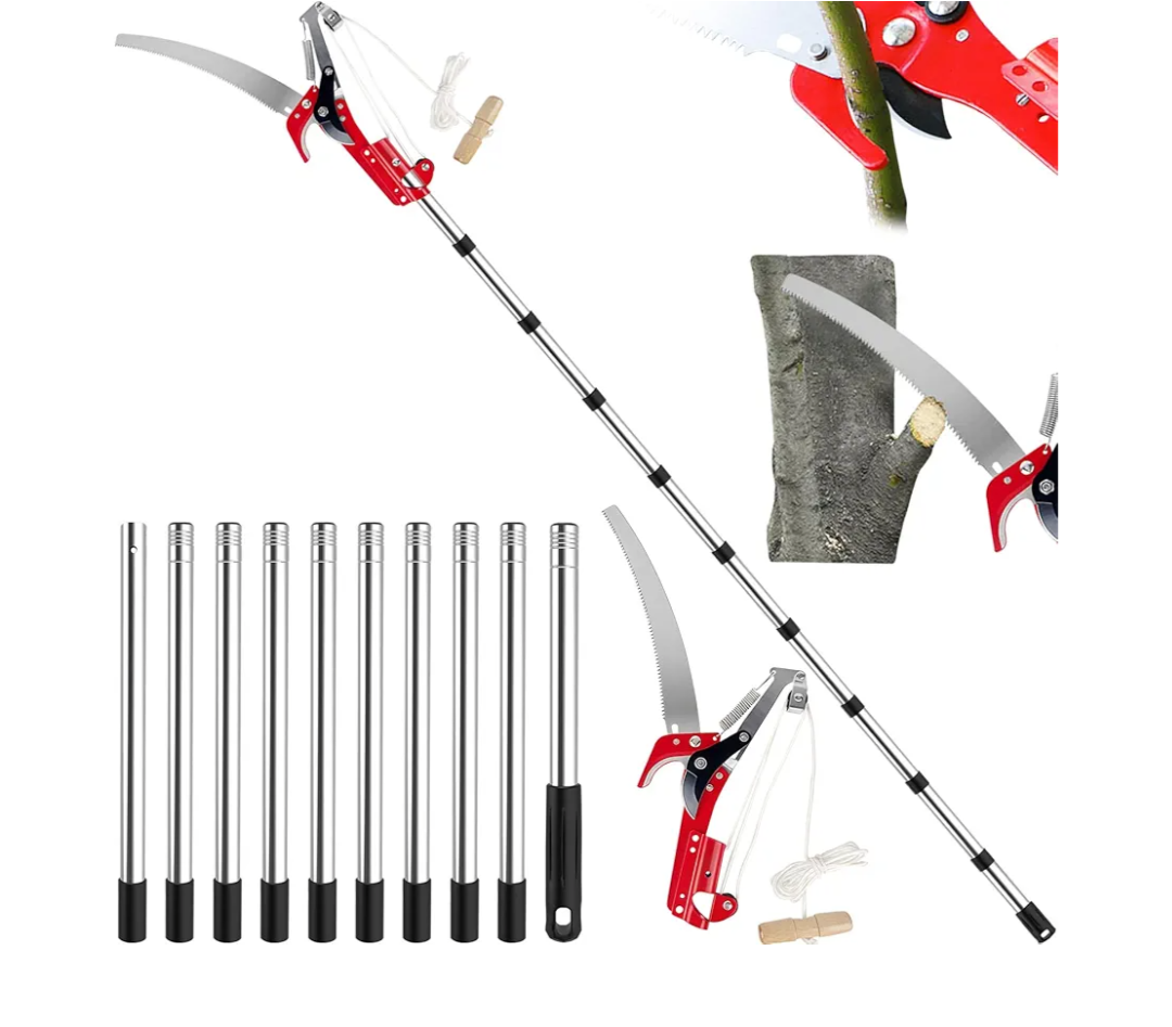 13ft Pole Saws for Tree Trimming, Lightweight Stainless Steel Tree Trimmers Long Handle Pruner, Tree Pruner Extendable, Manual Pole Cutter for Yard Garden Patios Trees Branches Cutting