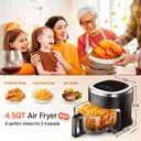Vexon 4.5QT Air Fryer, 1200W Compact Hot Air Cooker with Visible Window, Nonstick Basket, Digital Touch Screen, Oil-Less Electric Air Fryer Oven for Healthy Cooking (Black), Large