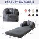 MAXYOYO Folding Sofa Bed, Floral-Shaped Convertible Floor Sofa Couch with Backrest, 2 in 1 Comfy Lounger Bean Bag Chair with Handle, Floor Single Couch for Living Room Bedroom, Dark Grey, Large