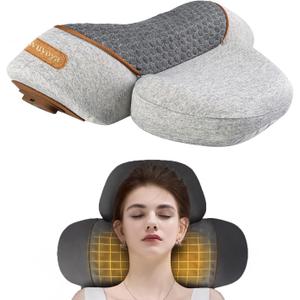 Non-Rechargeable (Plug-in Model) 3-in-1 Neck Vibrating Massager Pillow with Heat & Air Compression,Light Grey