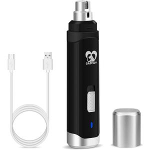 Casfuy Dog Nail Grinder Upgraded - Professional 2-Speed Electric Rechargeable Pet Nail Trimmer Painless Paws Grooming & Smoothing for Small Medium Large Dogs & Cats (Black)