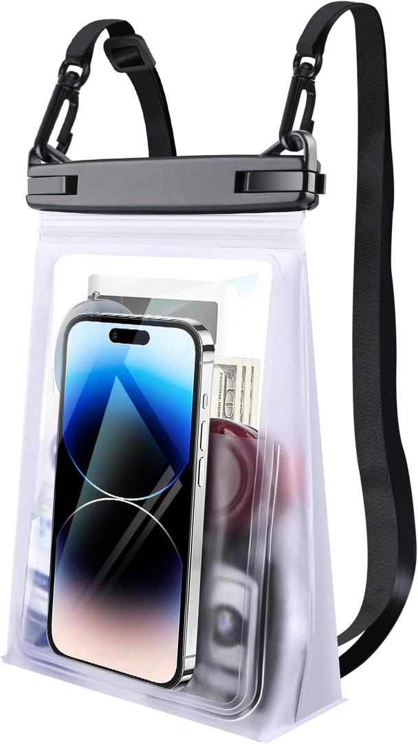 Large Floating Waterproof Phone Pouch [with Sealing Strip], Cell Phone Dry Bag for iPhone 16 15 14 13 12 Pro Max Galaxy S24 S23 S22 All Phones, Float Water Proof Bag for Beach Water Park