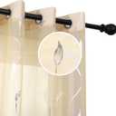 Youleyar Silver Foil Print Voile Sheer Curtains, Wicker Grommet Top Window Drapes 84 Inches Long, Luxury Metallic Bronzing Treatment Panels for Home Window Decoration, 2 Panels(Beige,52W x 84L)
