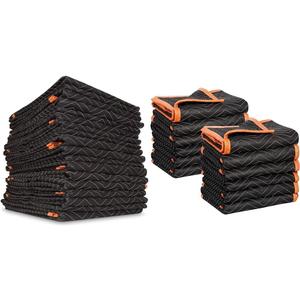SIMPLI-MAGIC Heavy Duty Padded Moving Blankets (12 Pack),Black/Orange & 79522 Heavy Duty Padded Moving Blankets, Orange/Black, 72 x 80, 6 Pack