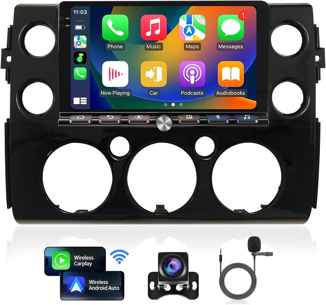 Car Radio Stereo for Toyota FJ Cruiser 2006-2020 Replacement Carplay Android Auto GPS Navigation Tesla Style with DSP in Dash Headunit Multimedia Player Backup Camera 64G