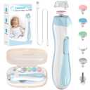 Rechargeable Baby Nail Trimmer Electric Baby Nail File, 15-in-1 Nail Clippers Filer Buffer Kit with Dust Cover LED Light for Newborn Infant Toddler Adult Toes Fingernails, Blue