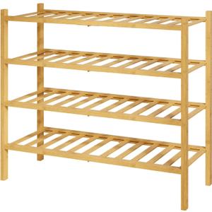 Kitsure Bamboo Wooden Shoe Rack for Closet, 26.8" Wide - 4 Tiers, Natural