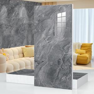 10pcs Marble Peel and Stick Waterproof Wall Panels,Heat-Resistant Backsplash Tile, 23.6"x11.8" PVC Foam Wall Sticker for Kitchen,Living Rooms, Bedrooms TV Walls,Grey (Not Real Tile 19.4Sq. Ft.)
