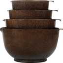 BoxedHome 4 Quart Large Plastic Mixing Bowls, Microwave Safe Mixing Bowl Set with Pour Spout, Nesting Bowls for Space Saving Storage(coffee)