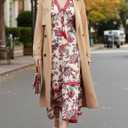 Sunny Spirit Womens Maxi Boho Dresses Floral Print Summer V Neck 2025 Flowy Tassel Long Casual Dress with Long Puff Sleeves (M)