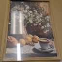 Vintage Framed Lemons Canvas Wall Art, Floral Kitchen Wall Decor, Coffee Paintings Pictures Prints, Rustic Neutral Daisy Canvas Poster Artwork for Living Room Bedroom Kitchen  16x24in