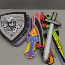 Liberty Imports 12 Pack Foam Swords and Shields Playset, Medieval Combat Ninja Warrior Weapons Costume Role Play Accessories for Kids Party Favors