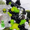 154pcs Alien Balloon Arch Kit - Green Black Silver Latex Balloons with Alien/UFO/Cow/Burst Foil Balloons for Alien Decorations, Space Birthday, Trunk or Treat Car Decor