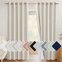 NICETOWN Natural 100% Blackout Linen Curtains 84 inch Long Burg for Living Room, 1 Pair, 62" Width Each Panel, Farmhouse Thick Completely Blackout Window Treatment Thermal Insulated Drapes