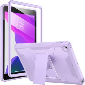 Soke Case for iPad 9th/8th/7th Generation 10.2 Inch (2021/2020/2019 Release), with Built-in Screen Protector and Kickstand, Rugged Full Body Protective Cover for Apple iPad 10.2 Inch - Violet