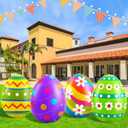 Liliful 4 Pcs 40 Inch Giant Inflatable Easter Eggs Decorations Colorful Large Inflatables Outdoor Decor Standing Outdoor Easter Yard Ornaments for Garden Holiday Lawn Party (Novelty)