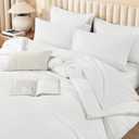 Litanika Comforter King Size Set White - 7 Pieces Bed in a Bag King Bedding Comforter Sets, Plain Lightweight Bed Set with Comforter, Sheets, Pillowcases & Shams