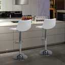 Finnhomy Bar Stools Modern PU Leather, Bar Stools Set of 2 Counter Height, Swivel Barstools with Footrest and L Shape Back, Height Adjustable Modern Bar Chairs for Kitchen, White, One Size