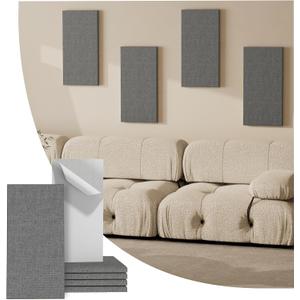 4PCS Acoustic Panels, 24"x12" Fabric Acoustic Panels for Walls, Self-Adhesive Sound Absorbing Panels for Home, Office, Studios (Dark Grey)