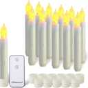 Amagic 12pcs Batteries Operated Taper Candles with Remote, Warm White Flickering Light, Flameless Handheld Candles Floating, Led Hanging Candlesticks for Party Halloween Christmas Church Home