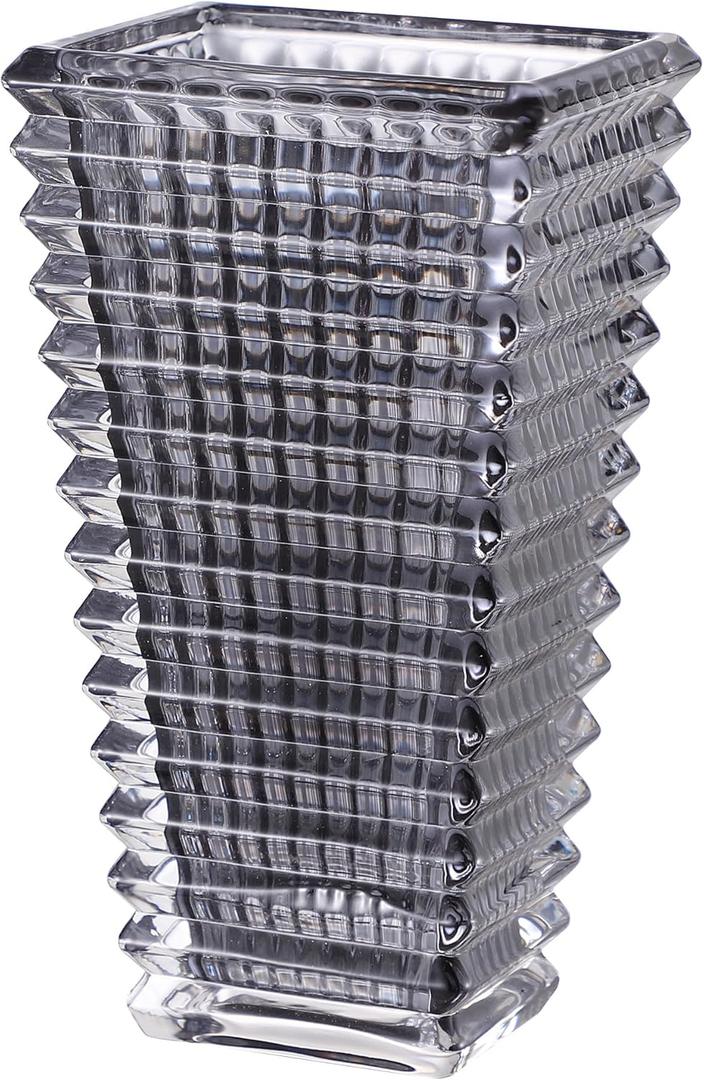 MCMCNCUIU Crystal Vase, Large Crystal Vases for Flowers, Black Large Flower Vase, Modern Glass Vases for Living Room, Bedroom, Kitchen, Dining Table, Mantle, Wedding, 9 Inches