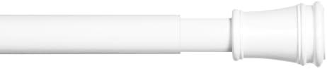 Kenney KN633 Rogers Twist & Fit No Tools Easy to Install Tension Curtain Rod, 28-48" Adjustable Length, White Finish, 5/8" Diameter Steel Tube Pack Of 2