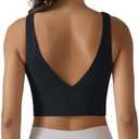 ABOCIW Longline Sports Bra for Women V Back Wireless Padded Medium Support Yoga Bra Workout Crop Tank Tops M