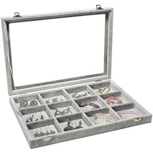 Stratalife Jewelry Holder Organizer Jewelry Organizer Box Bracelet Storage Velvet Jewelry Tray with Clear Lid Jewelry Drawer Organizer Jewelry Display Tray 12 Grid Grey Stratalife Jewelry Holder Organizer Jewelry Organizer Box Bracelet Storage Velvet Jewelry Tray with Clear Lid Jewelry Drawer Organizer Jewelry Display Tray 12 Grid Grey
