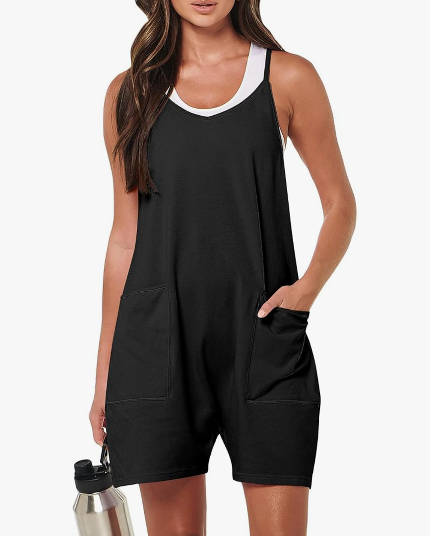 ANRABESS Womens Rompers Summer Casual Loose Sleeveless Overalls Spaghetti Strap Shorts Jumpsuit 2025 Beach Vacation Outfits, 2XL