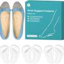 Arch Support Inserts Women, Plantar Fasciitis High Arch Support Shoe Inserts, Gel Arch Pads for Flat Feet, Reusable Adhesive Shoe Insoles for Relieve Pressure and Feet Pain - 3 Pair