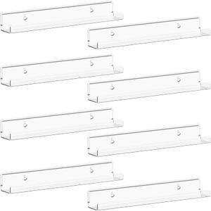 Lifewit Floating Shelves for Vinyl Record, 8 Pack 12" Clear Acrylic Wall Shelf Room Decor for Book/Photo/Picture/Makeup Display in Bedroom, Living Room, Bathroom Storage and Organization
