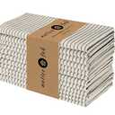 Native Fab Cloth Napkins 18x18 inches, 100% Cotton Vintage Stripped Dinner Napkins, Set of 12, Soft Breathable Absorbent, Machine Washable Cloth Napkins, Black Beige