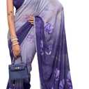 MOHIT CREATIONS Women's Partywear Printed Saree with Unstitched Blouse (Purple)
