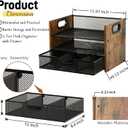 Wood Desk Organizer - 3-Tier Desktop File Organizer with Drawer, Wooden Paper Tray, Office Desk Organzier and Accessories for Papers, Mail, Notebooks, Stationery