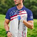 Mainfini Men's Short Sleeve Golf Shirts UPF 50+ Raglan Patriotic American Graphic Polo Shirt (XL)